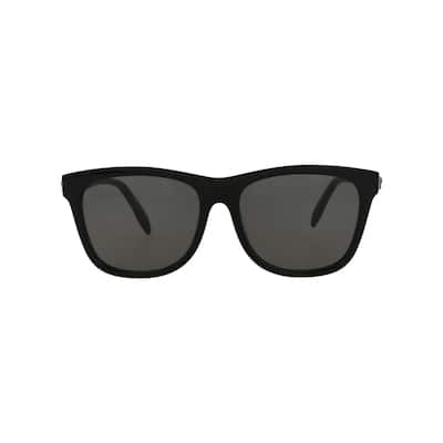 Alexander McQueen Square-Frame Acetate Sunglasses, Grey Lens, Shiny Black Frame