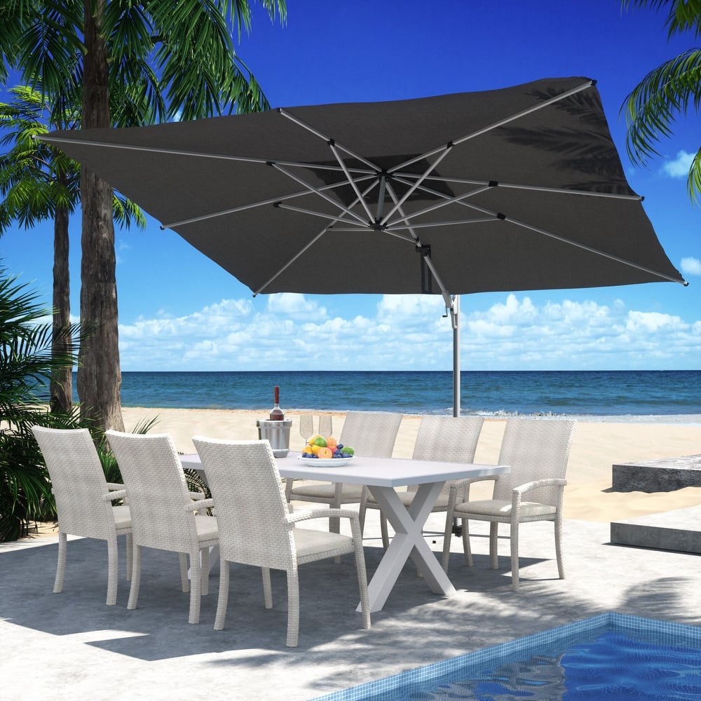 Outdoor 13' x 10' 360 Degree Rotation Double Top Cantilever Umbrella