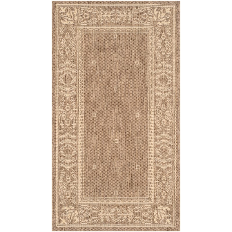 SAFAVIEH Courtyard Hendrina Indoor/ Outdoor Waterproof Patio Backyard Rug - 2' x 3'7" - Brown/Natural