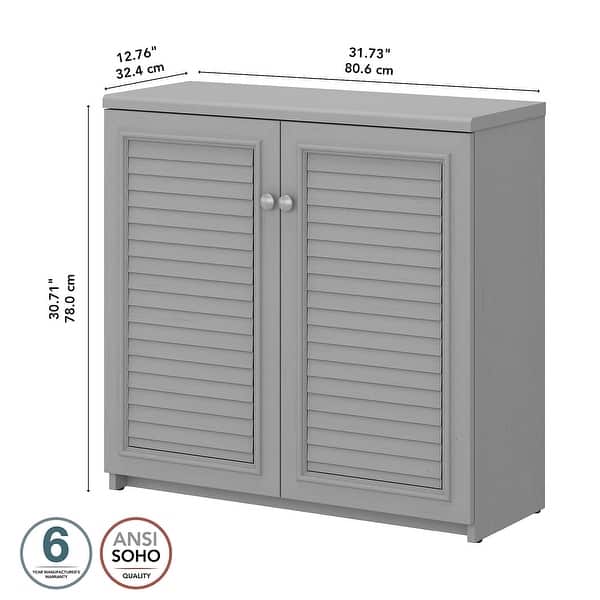 dimension image slide 0 of 5, Fairview Storage Cabinet with Doors and Shelves by Bush Furniture - 31.73"L x 12.76"W x 30.71"H
