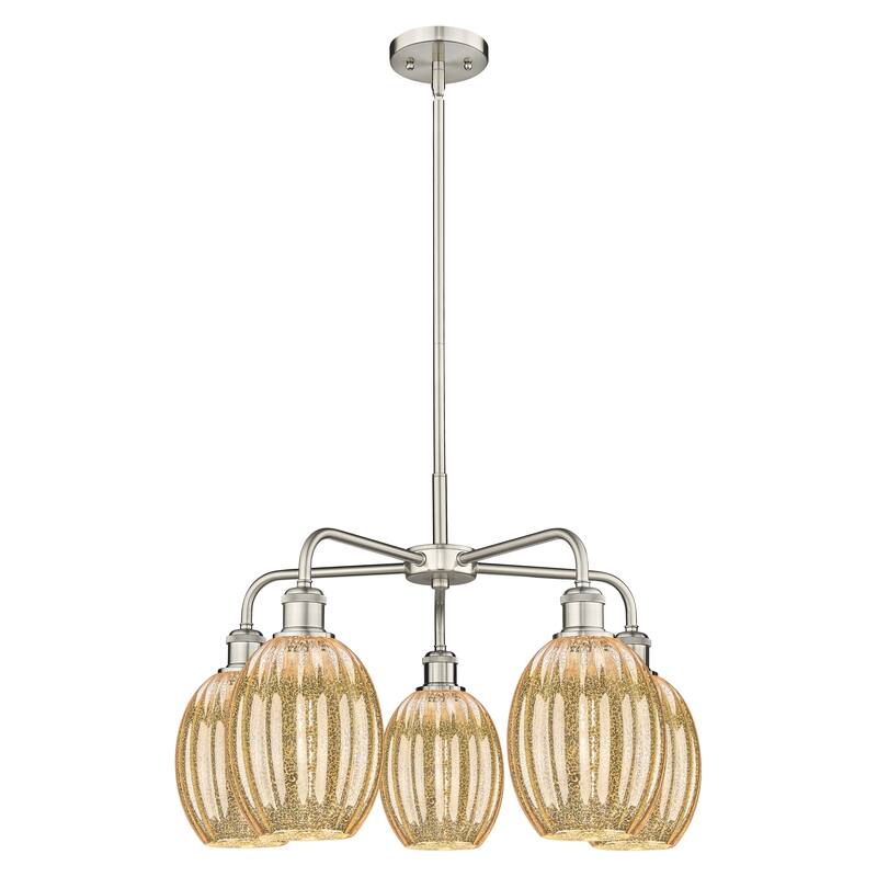 Innovations Lighting Endless Possibilities Ballston - Preston - 5 Light 25" Bulb Shade Stem Hung Chandelier - Mercury/Satin Nickel
