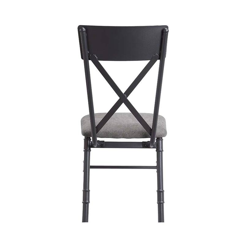 Set of 2 Side Chairs with Seat Cushion, Gray and Sandy Black