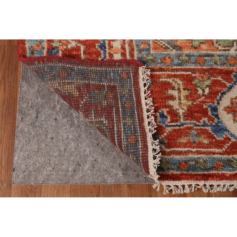 Geometric Heriz Serapi Indian Rug Handmade Traditional Wool Carpet - 8'9" x 11'10"