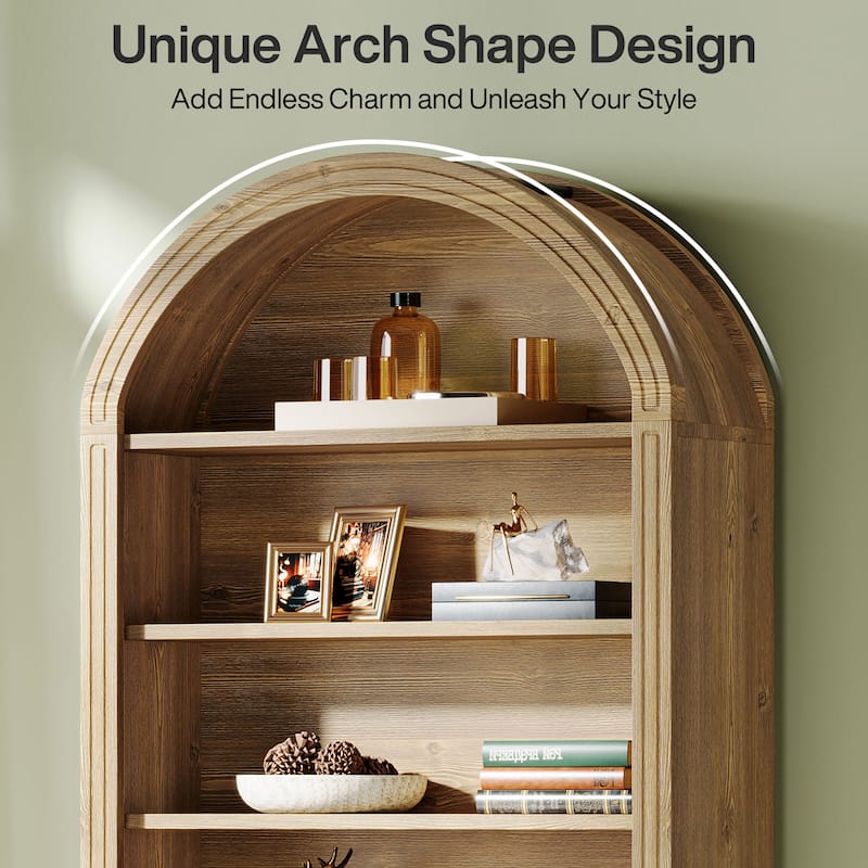79.53" Tall Modern Arched Bookcase