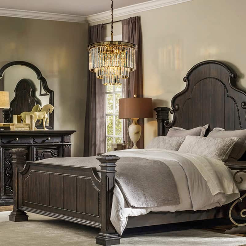 6-Lights Modern 3-Tier Round Fringe Crystal Chandelier - W 20"