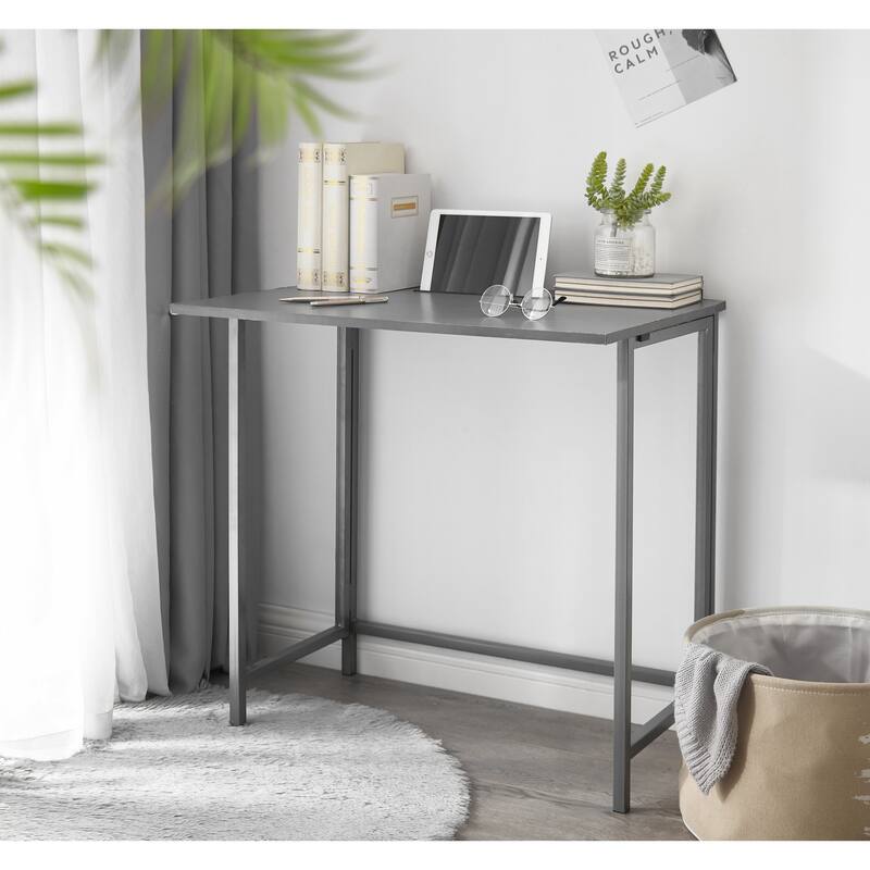 Urban Shop Folding Computer Desk with Tablet Slot - Grey
