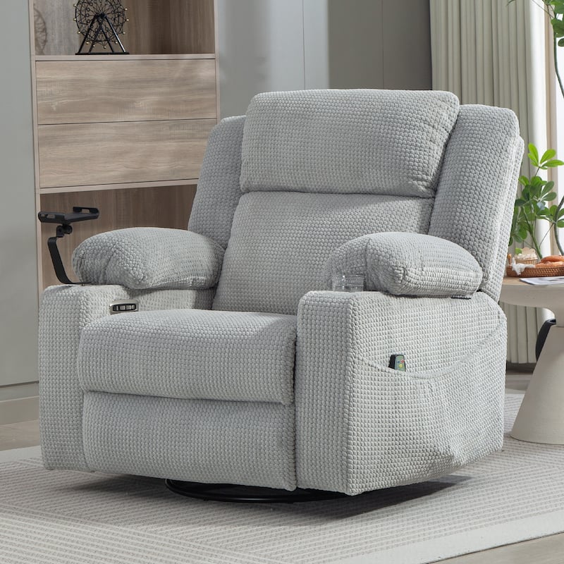 Oversized 270° Swivel Rocker Recliner Chair with Adjustable Headrest & Infinite Position