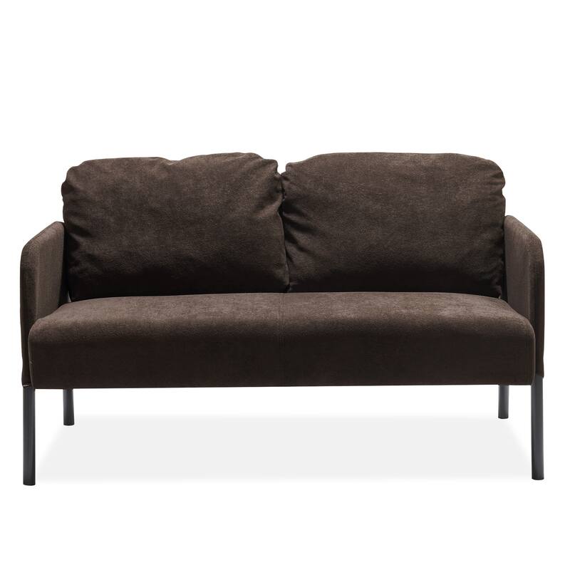 2 Seater Polyester Fabric Sofa, Modern Loveseat Sofa, Comfy Small Couches for Small Space Living Room, Bedroom, Office - Brown