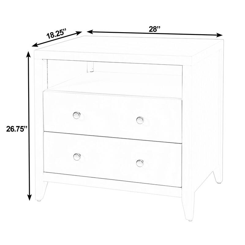 Dana 28 in. W Rectangular Wood 2 Drawer Nightstand with Top Shelf