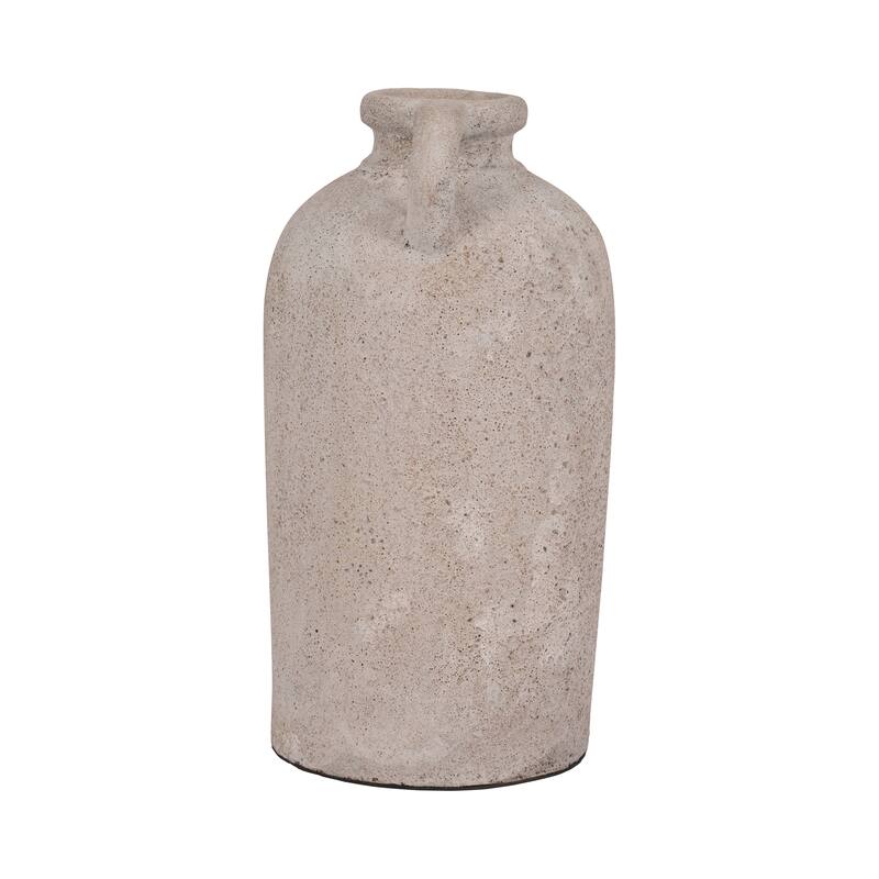 Pottery Terracotta Vase Handled Design Casual Decor - 16" Ivory