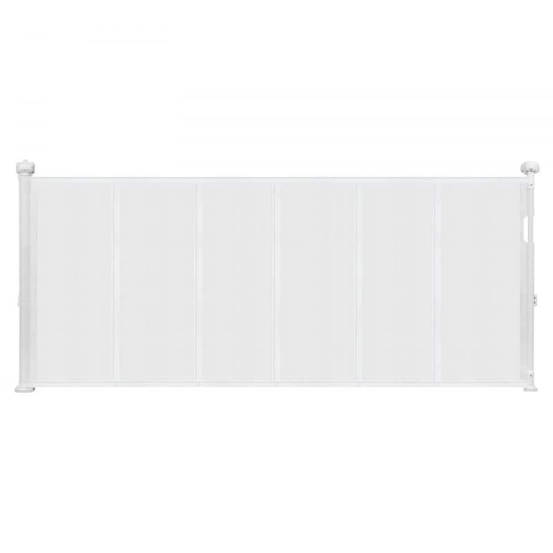 Retractable Mesh Safety Baby Gate with Anti-Crawl Strip and One-Handed Operation for Kids or Pets