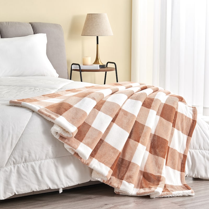 Linery & Co. Velvet Plush Reversible Sherpa Throw Blanket