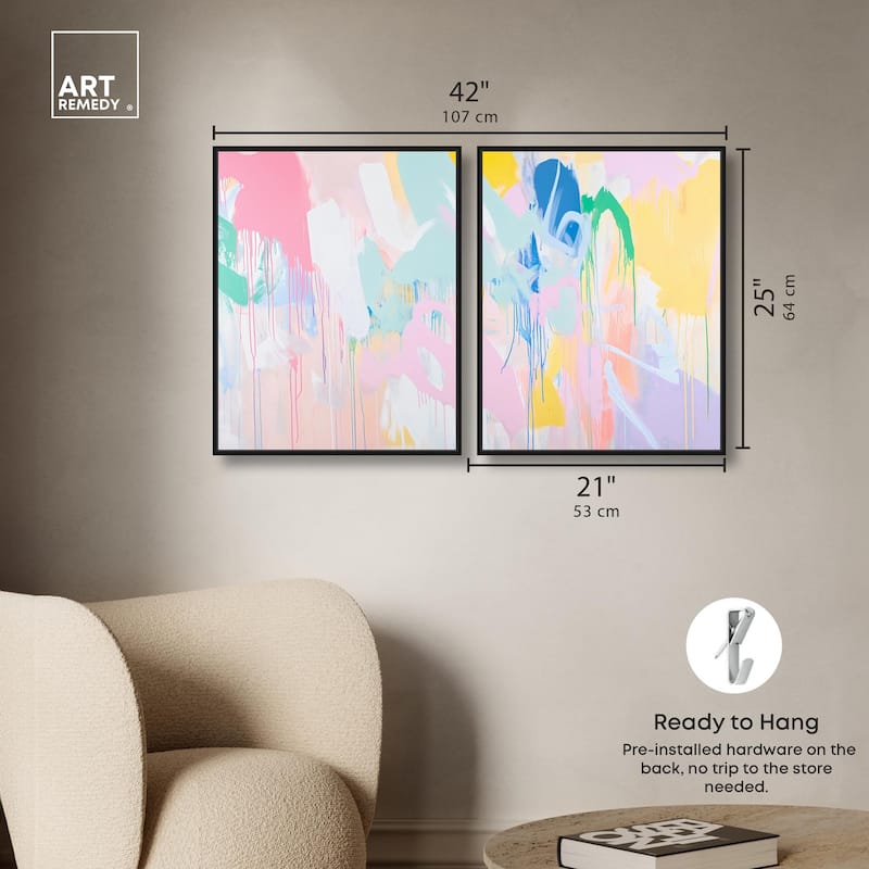 Joyful Drips Canvas Set of 2 by Art Remedy