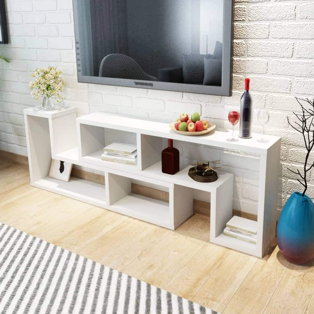 vidaXL TV Stand White MDF and Engineered Wood Modular TV Stand - 15.7 x 43.3 x 18.5 in
