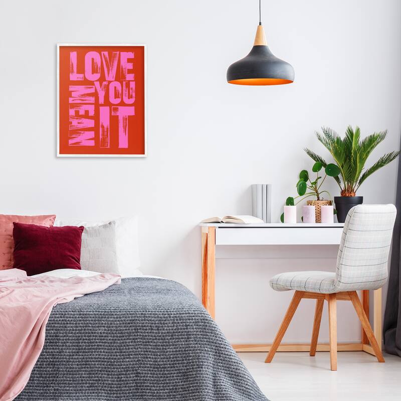 Stupell Love You Mean It on Red Framed Giclee Art Design By House of Lulu