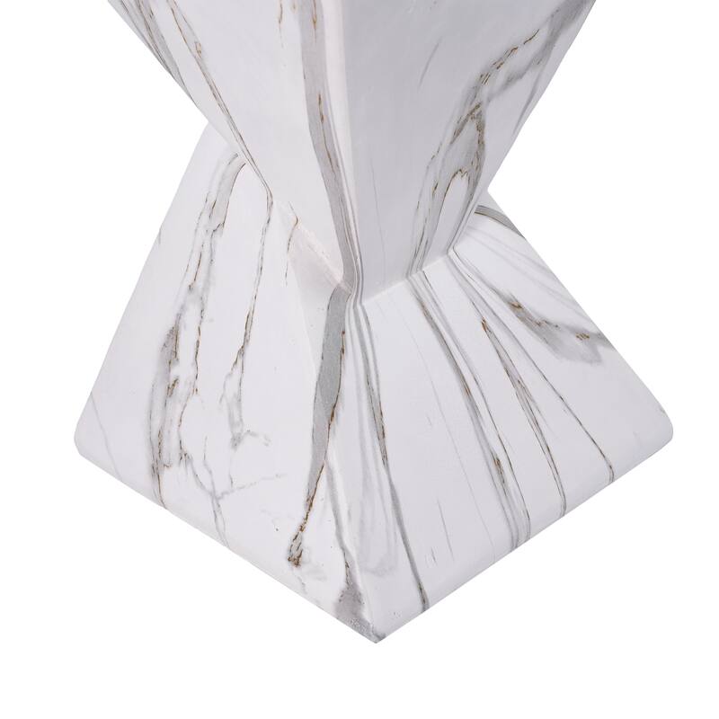 Christopher Knight Home - Modern Indoor/Outdoor 18.5"H Geometric Faux Marble MgO Accent Side Table with Sculptural Fluted Design