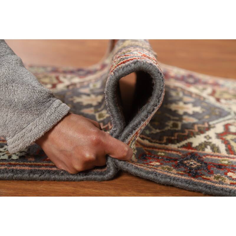 Hand Knotted Oriental 100% Wool Carpet Traditional Medallion Greys & Charcoal Heriz (serapi) Area Rug - 3' 0'' X 2' 0''