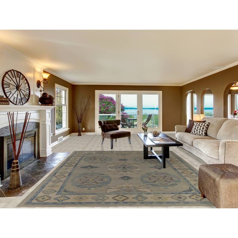 Hand Knotted Oriental 100% Wool Carpet Transitional All-Over Beige & Ivories Oushak Area Rug - 10' 9'' X 8' 5''