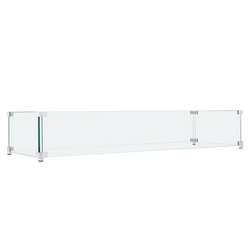 Tempered Glass Wind Guard for Rectangular Fire Pit Table - Rectangle - 24 x 8 x 7 inch