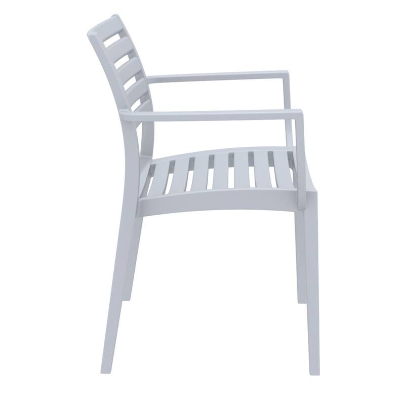 33" Silver Stackable Outdoor Patio Dining Arm Chair