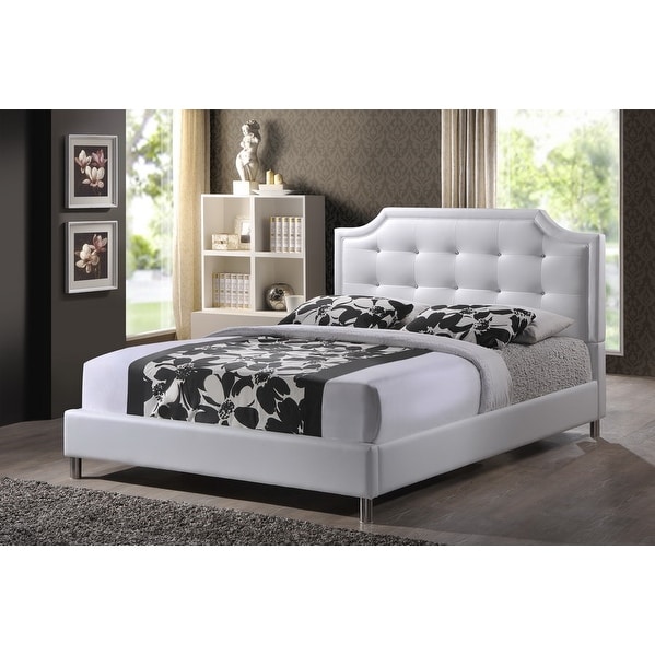 Carlotta White Faux Leather Platform Bed W Upholstered Carlotta White Faux Leather Platform Bed W Upholstered Headboard King