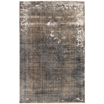 ECARPETGALLERY Hand-knotted Color Transition Dark Grey Wool Rug - 5'9 x 8'10