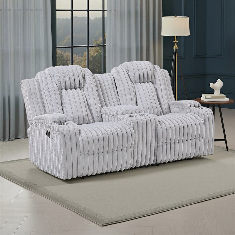 Brynda 74.5" Corduroy Manual Reclining Loveseat, Console & Cup Holders