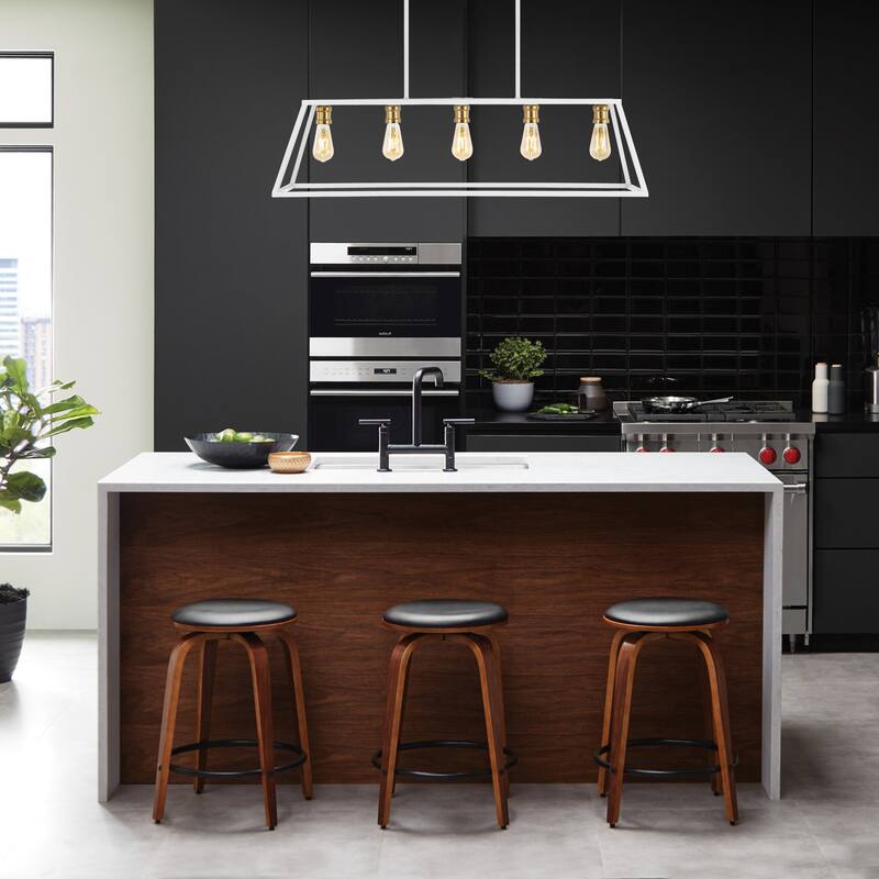 Staunton 38" 5-Light Adjustable Iron Farmhouse Vintage LED Dimmable Pendant, by JONATHAN Y