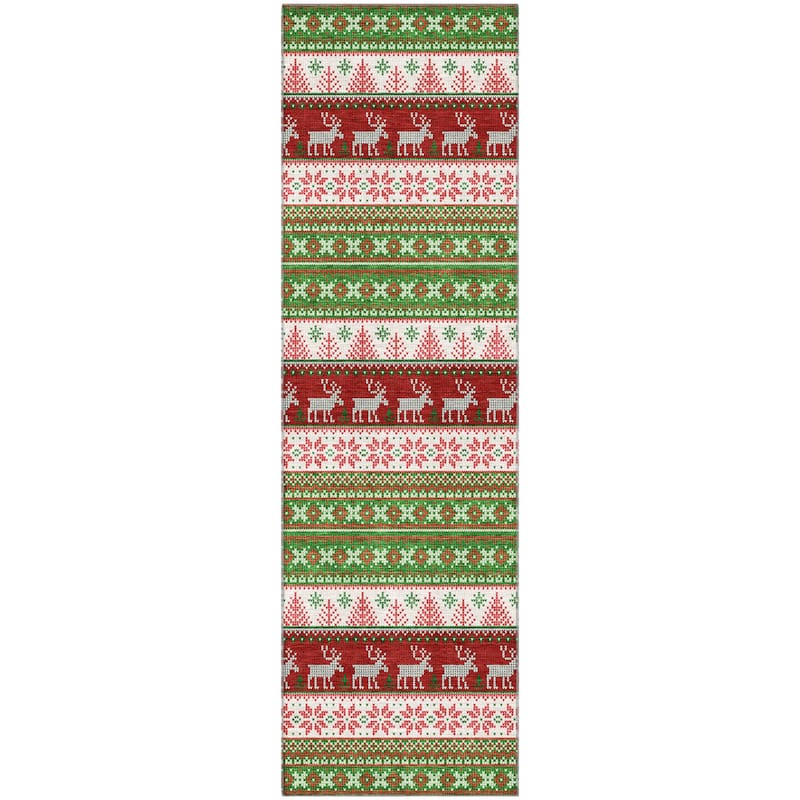 Premium Washable Super Soft Chritmas Stripes Mayfield Rug