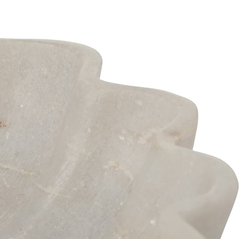 Sagebrook Home Marble, 12"D Shell Shaped Tray, White, Round, 3"H, Solid Color - 12.0" x 12.0" x 3.0"