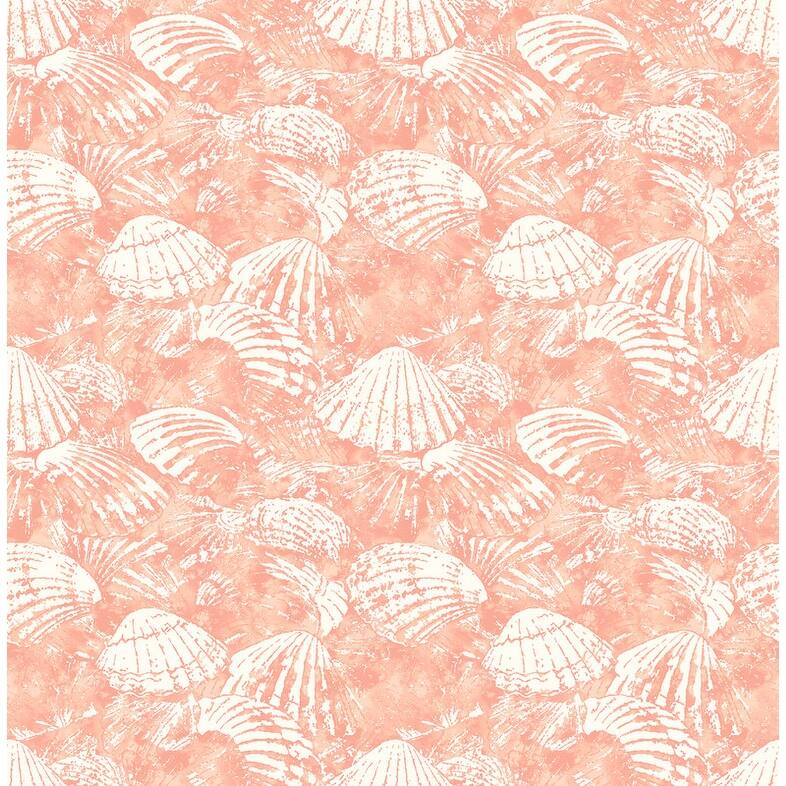 Brewster Surfside Coral Shells Wallpaper - 20.5in x 396in x 0.025in