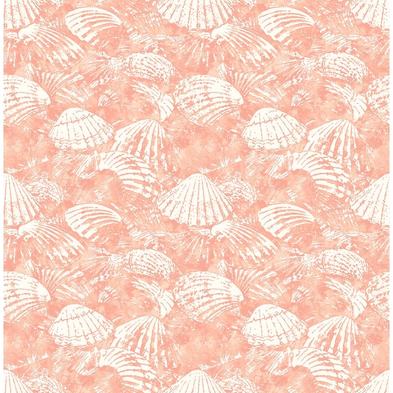 Brewster Surfside Coral Shells Wallpaper - 20.5in x 396in x 0.025in