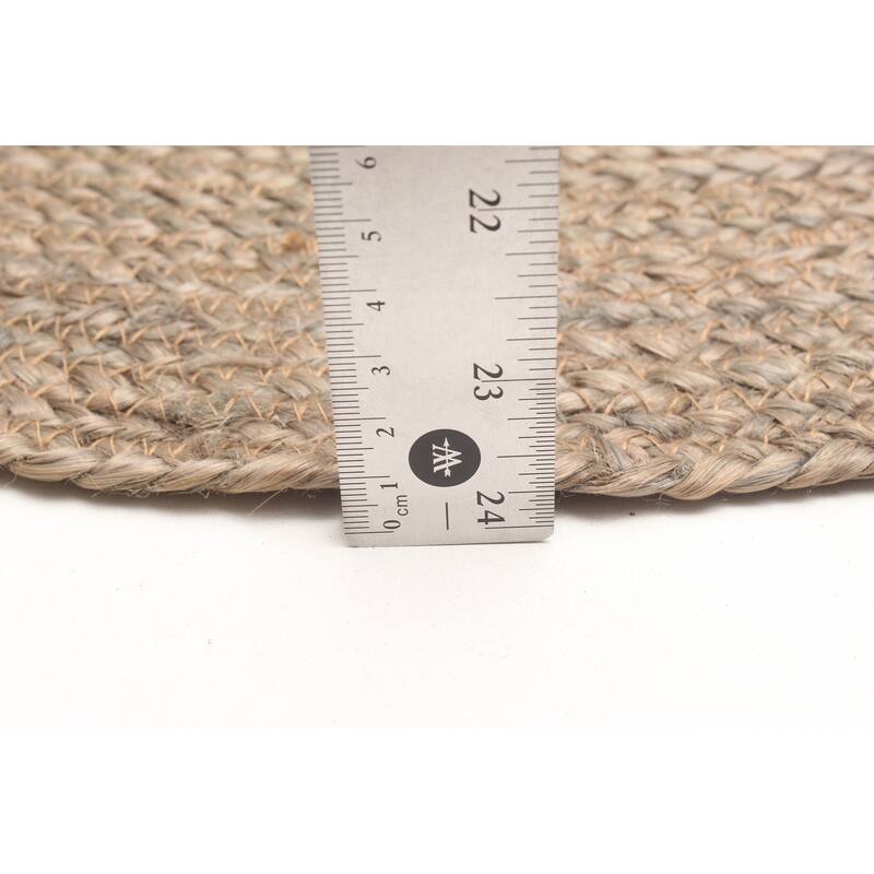 ECARPETGALLERY Braided Weave Palas Denizli Cream Jute Rug - 3'11 x 3'11