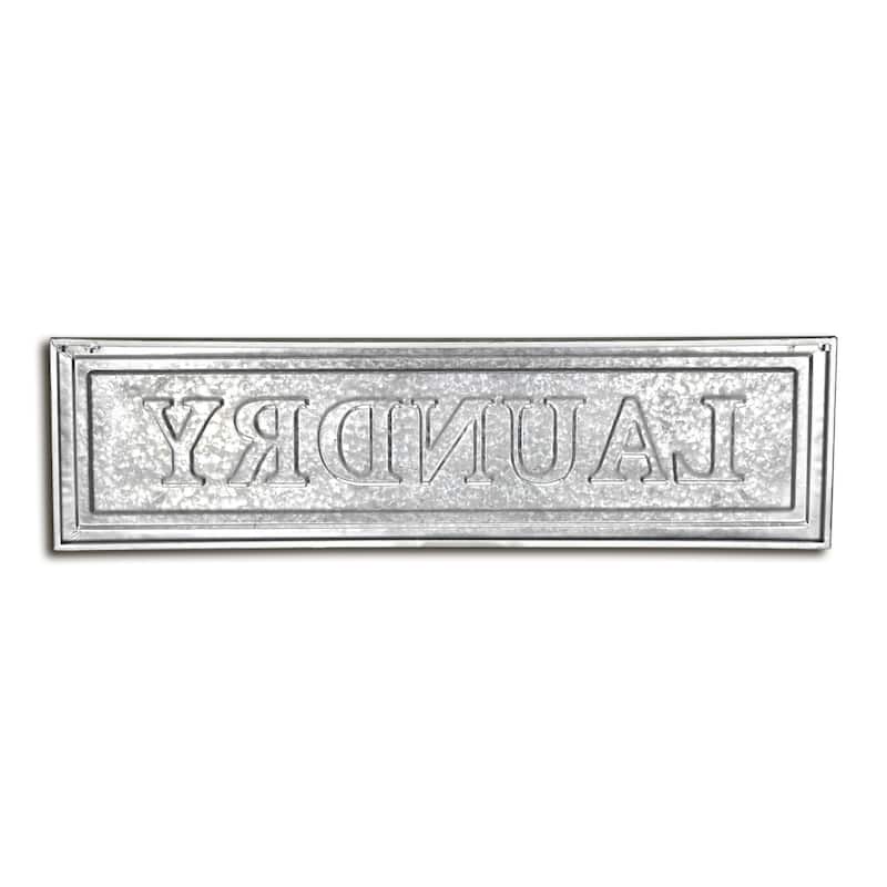 HomeRoots 10" X 36" Gray Laundry Galvanized Metal Wall Decor