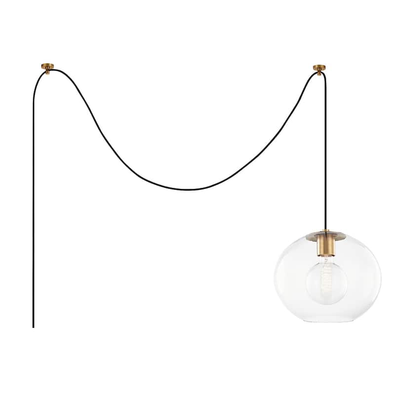 Mitzi by Hudson Valley Margot 10.5-inch Aged Brass Pendant, Clear Glass