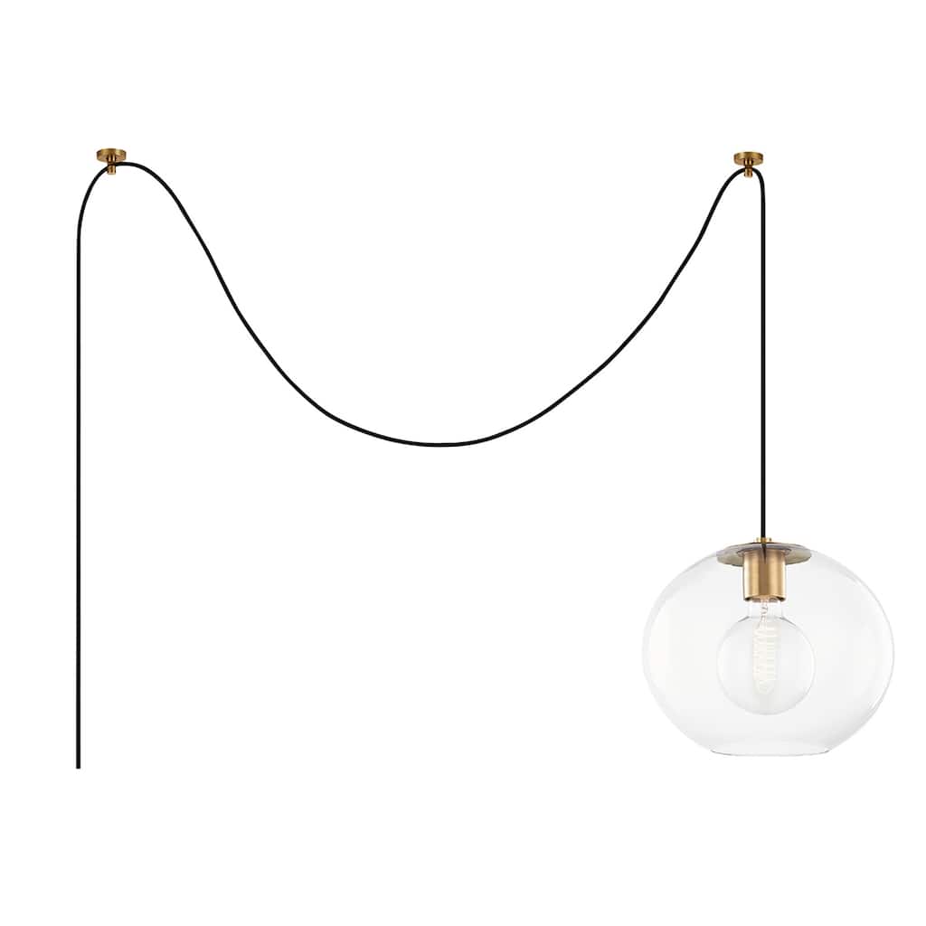 Mitzi by Hudson Valley Margot 10.5-inch Aged Brass Pendant, Clear Glass
