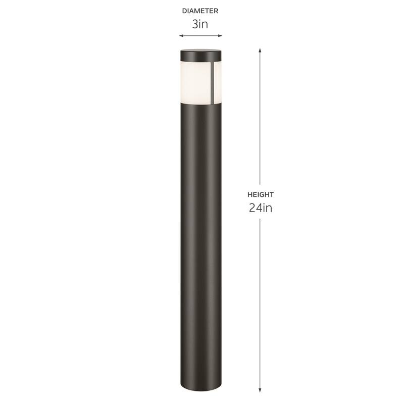 Kichler Lighting 12 Volt 2700K LED 24" Round Bollards in Textured Architectural Bronze - 24