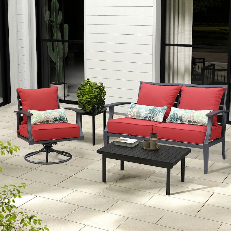 Aoodor 22'' x 24'' Outdoor Deep Seat Chair Cushion Set(Set of 2 Seats, 2 Backs, 2 Pillows） - N/A