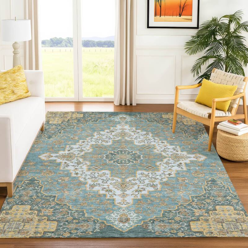 Machine Washable Indoor/ Outdoor Traditional Karachy Chantille Rug
