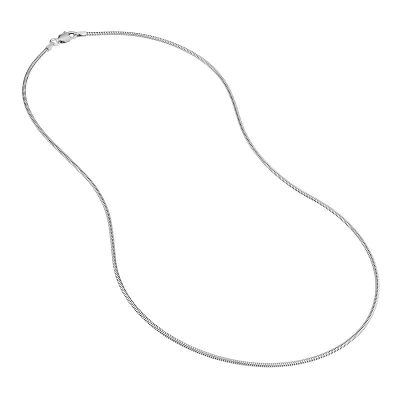 Curata 925 Sterling Silver Rhodium Plated 1.2mm Snake Chain Necklace