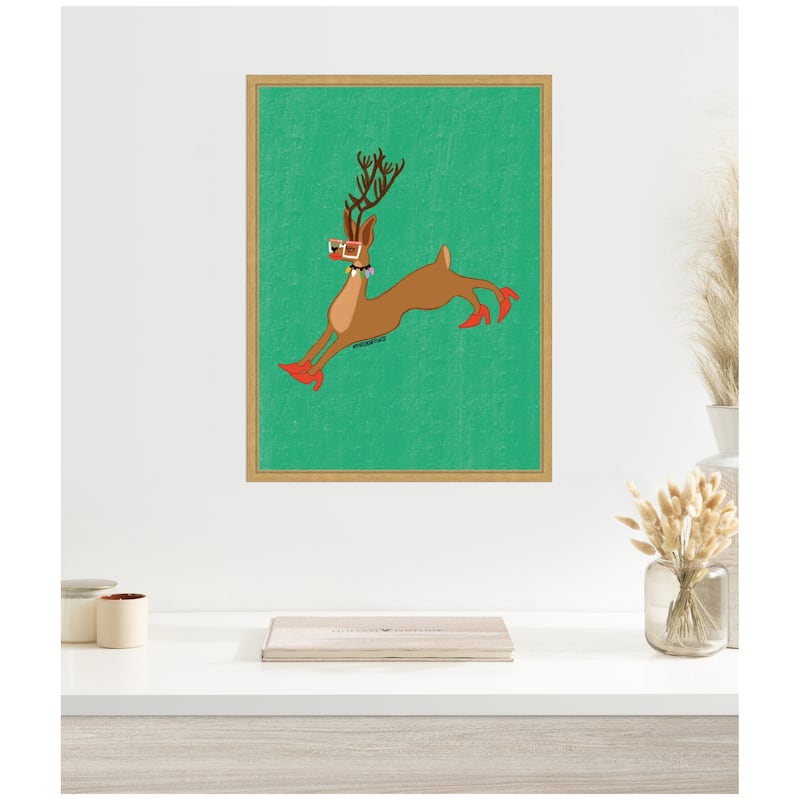 Kate and Laurel Sylvie Framed Canvas Rudolph Red Heel by Kendra Dandy