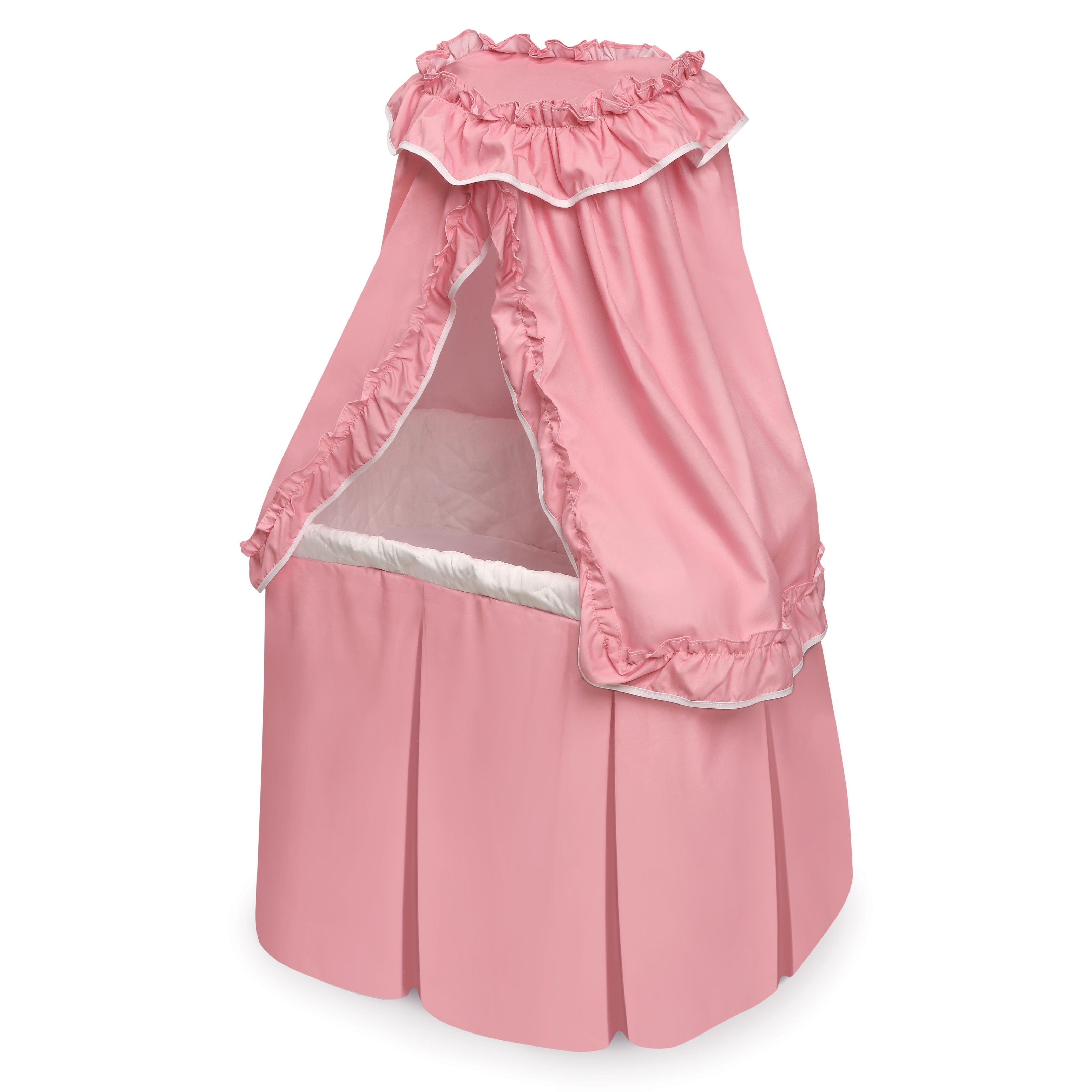 Badger Basket Kisses Rectangle Rocking Doll Bassinet - Pink/White - 21.5