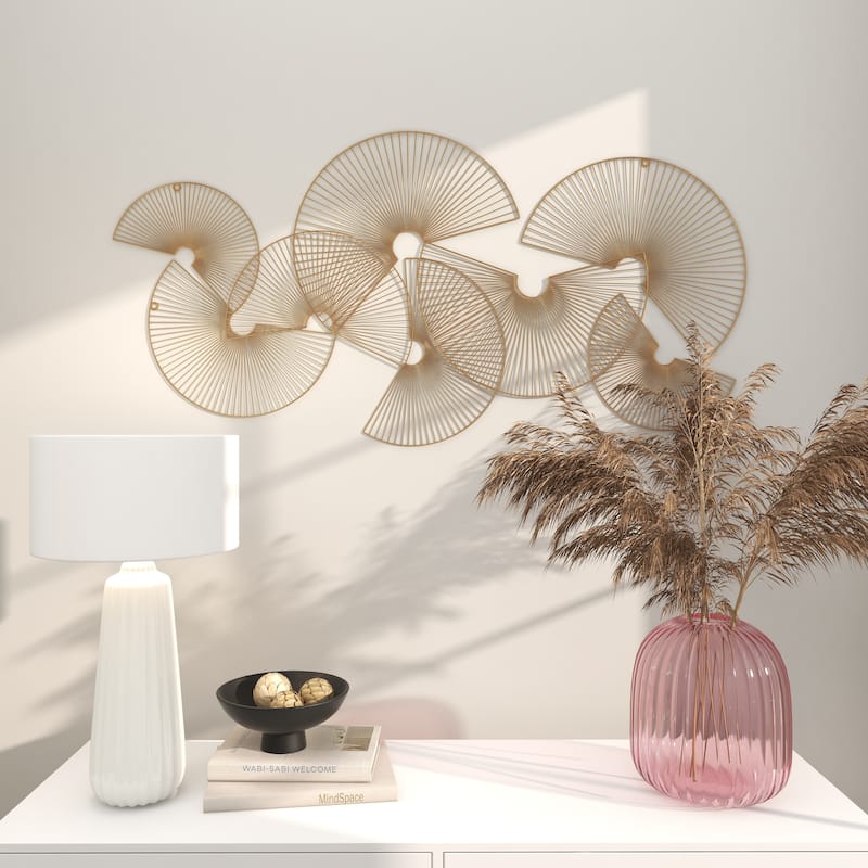 CosmoLiving by Cosmopolitan Gold Metal Crescent Overlapping Wire Fan Sunburst Home Wall Decor