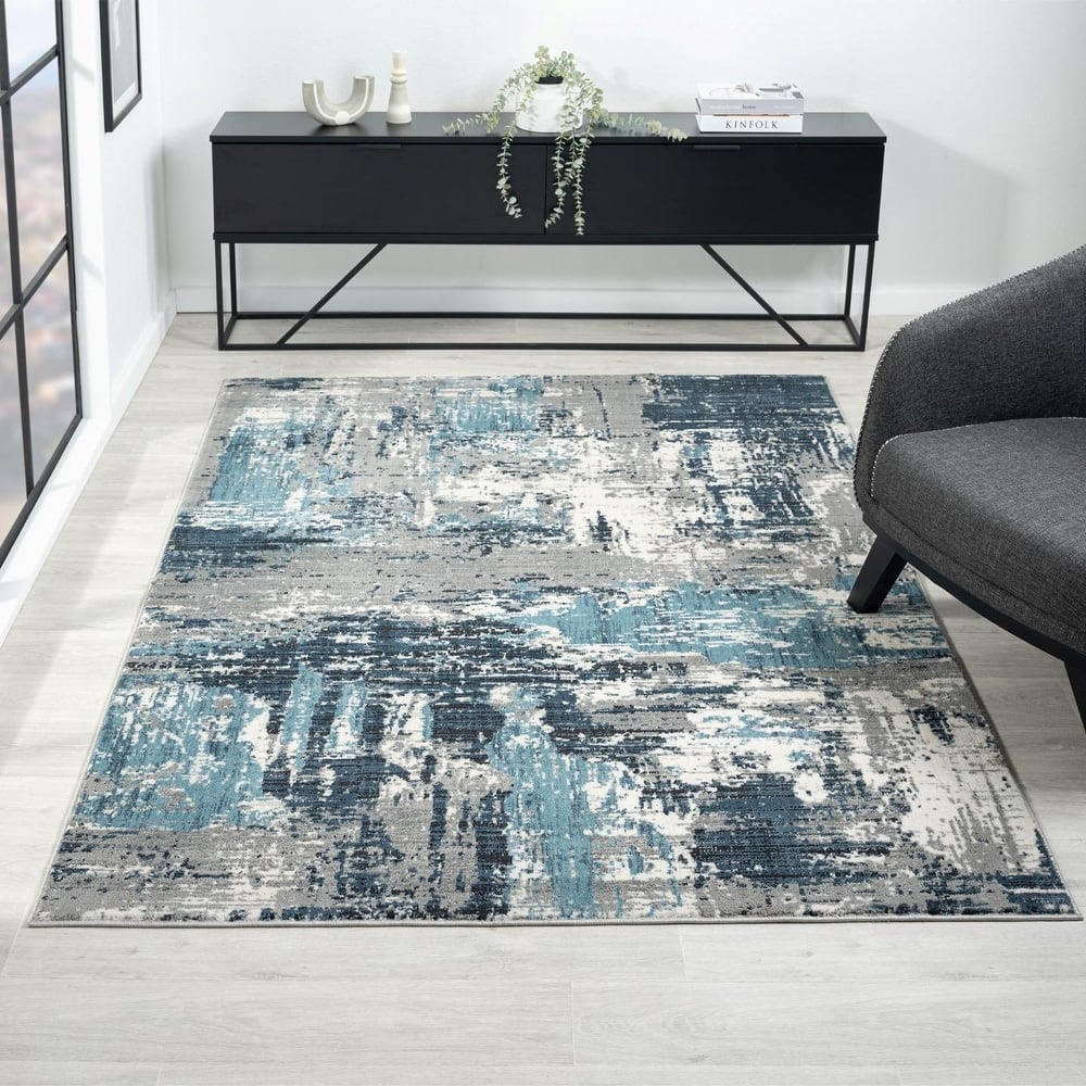 Luxe Weavers Modern Abstract Distressed Area Rug for Living Rooms and Bedrooms