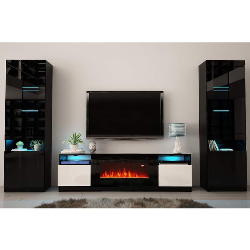 York 02 Electric Fireplace Wall Unit Entertainment Center
