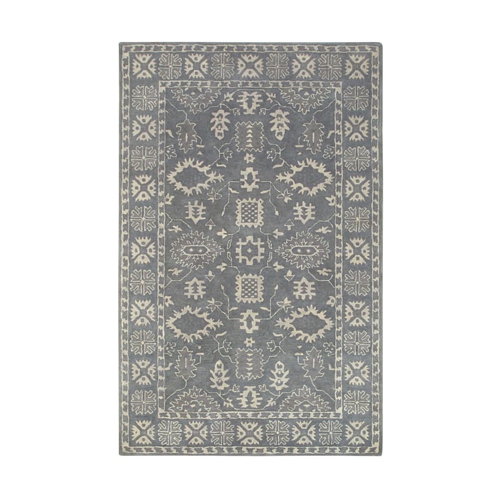Gray Hand-Tufted Wool Traditional Overdyed Rug, 7'9 x 9'9 - Contemporary neutral tones for easy decor matching. - N/A