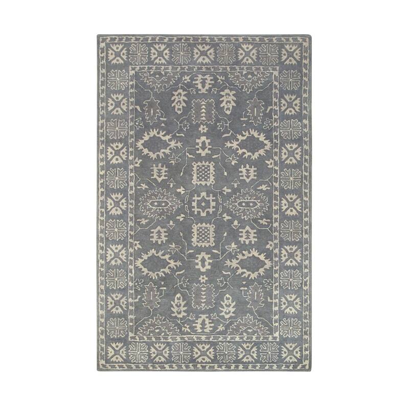 Gray Hand-Tufted Wool Traditional Overdyed Rug, 7'9 x 9'9 - Contemporary neutral tones for easy decor matching. - N/A