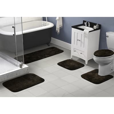 Garland Traditional Chocolate Plush Washable Nylon Bathroom Rug