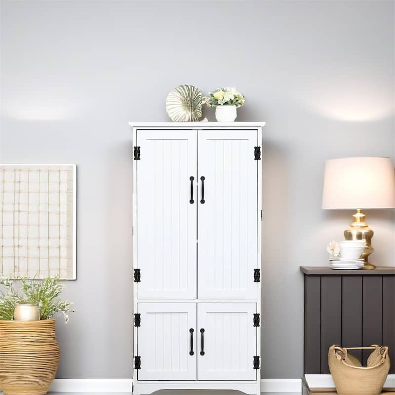 Farmhouse Kitchen Pantry,Floor Storage Cabinet, Cupboard Organizer - White