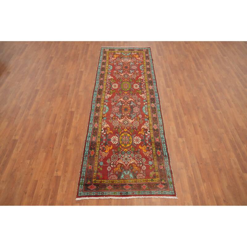 Hand Knotted Oriental 100% Wool Carpet Traditional Floral Oranges & Rust Lilian Runner Rug - 10' 0'' X 3' 6''